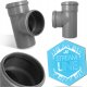AQUER Trójnik kanalizacyjny PP 110/110mm 90° Aquer T110/90 SZ szary 2