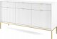 Selsey Komoda trzydrzwiowa Vellore 154 cm biała z ryflowanymi frontami i złotym stelażem 1
