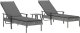 vidaXL vidaXL Leżaki, 2 szt., ze stolikiem i poduszkami, szare, polirattan 3