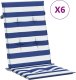 vidaXL vidaXL Poduszki na krzesła, 6 szt., niebiesko-białe paski, tkanina 2