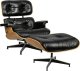 King Home Fotel LOUNGE HM SOFT PREMIUM SZEROKI z podnóżkiem czarny - sklejka orzech, skóra naturalna 1