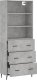 vidaXL vidaXL Witrynka, szarość betonu 69,5x34x180 cm materiał drewnopochodny 4