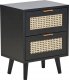 Beliani Szafka nocna 2 szuflady fronty rattanowe czarna OPOCO 1