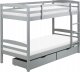 Beliani Łóżko piętrowe z szufladami drewniane 90 x 200 cm szare REGAT 1
