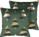 Beliani 2 welurowe poduszki dekoracyjne w choinki 45 x 45 cm zielone GOLDSPRUCE 1