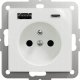SCHNEIDERE Gniazdo pojedyncze z uziemieniem Schneider Sedna Design SDD111072 z USB A+C 3A zaciski bezgwintowe białe Design & Elements 1