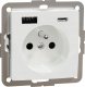 SCHNEIDERE Gniazdo pojedyncze z uziemieniem Schneider Sedna Design SDD111072 z USB A+C 3A zaciski bezgwintowe białe Design & Elements 2