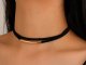 Lovrin Naszyjnik choker czarny podwójny sznurek zdobiony rureczką gładka blaszka 3