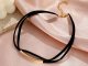 Lovrin Naszyjnik choker czarny podwójny sznurek zdobiony rureczką gładka blaszka 4