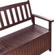Beliani Ławka ogrodowa ze schowkiem 120 cm drewniana mahoniowy brąz z poduszką białą SOVANA 6