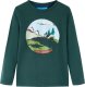 vidaXL Koszulka dziecięca z długimi rękawami, nadruk gór, ciemnozielona, 104 1