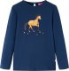 vidaXL Koszulka dziecięca z długimi rękawami, nadruk konia, granatowa, 116 1