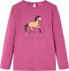 vidaXL Koszulka dziecięca z długimi rękawami, nadruk konia, malinowa, 104 1