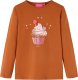 vidaXL Koszulka dziecięca z długimi rękawami, nadruk lodów, koniak, 116 1