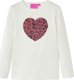 vidaXL Koszulka dziecięca z długimi rękawami, serce z cekinów, ecru, 104 1
