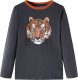 vidaXL Koszulka dziecięca z długimi rękawami, z tygrysem, antracytowa, 128 1