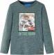 vidaXL Koszulka z długimi rękawami i dinozaurami, ciemnozielony melanż, 128 1