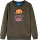 vidaXL Bluza dziecięca z nadrukiem goryla, ciemne khaki, melanż, 104 1