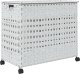 vidaXL Kosz na pranie z kółkami, biały, 66x35x60 cm, rattan 6