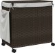 vidaXL Kosz na pranie z kółkami, ciemny brąz, 60x35x60,5 cm, rattan 6