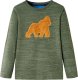 vidaXL Koszulka dziecięca z długimi rękawami, nadruk goryla, khaki melanż 128 1