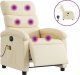 vidaXL Rozkładany fotel masujący, elektryczny, kremowy, tkanina 2