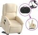 vidaXL vidaXL Podnoszony fotel masujący, rozkładany, kremowy, obity tkaniną 5