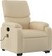 vidaXL Podnoszony fotel masujący, rozkładany, kremowy, obity tkaniną 3