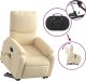 vidaXL Podnoszony fotel masujący, rozkładany, kremowy, obity tkaniną 5