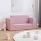 vidaXL 2-osobowa sofa dla dzieci, rozkładana, różowa, miękki plusz 1