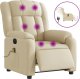 vidaXL Rozkładany fotel masujący, elektryczny, kremowy, tkanina 2