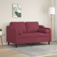 vidaXL vidaXL 2-osobowa sofa z poduszkami, winna czerwień, 120 cm, tkanina 1