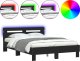 vidaXL Rama łóżka z wezgłowiem i LED, czarna, 120x200 cm 2