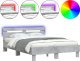 vidaXL Rama łóżka z wezgłowiem i LED, szarość betonu, 120x200 cm 2