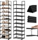 Songmics Stojak na buty, 10-poziomowy metalowy organizator buta, konfigurowalna konstrukcja, metalowa rama, stojak na oszczędzanie przest 17