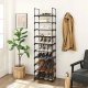 Songmics Stojak na buty, 10-poziomowy metalowy organizator buta, konfigurowalna konstrukcja, metalowa rama, stojak na oszczędzanie przest 25