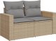 vidaXL Sofa ogrodowa z poduszkami, 2-osobowa, beż, polirattan 1