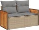 vidaXL Sofa ogrodowa z poduszkami, 2-osobowa, beż, polirattan 1