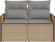 vidaXL Sofa ogrodowa z poduszkami, 2-osobowa, beż, polirattan 3