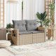 vidaXL Sofa ogrodowa z poduszkami, 2-osobowa, beż, polirattan 2
