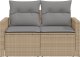 vidaXL Sofa ogrodowa z poduszkami, 2-osobowa, beż, polirattan 3
