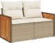 vidaXL Sofa ogrodowa z poduszkami, 2-osobowa, beż, polirattan 1