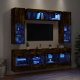 vidaXL 6-częściowy zestaw ściennych szafek TV z LED, przydymiony dąb 4