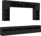 vidaXL 8-częściowy zestaw ściennych szafek TV z oświetleniem LED, czarny 2