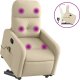 vidaXL vidaXL Podnoszony fotel masujący, rozkładany, kremowy, obity tkaniną 2
