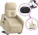 vidaXL vidaXL Podnoszony fotel masujący, rozkładany, kremowy, obity tkaniną 5