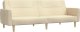 vidaXL Rozkładana kanapa 2-osobowa, kremowa, tapicerowana tkaniną 2