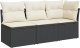 vidaXL Sofa ogrodowa z poduszkami, 3-osobowa, czarna, polirattan 1