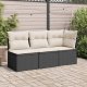 vidaXL Sofa ogrodowa z poduszkami, 3-osobowa, czarna, polirattan 2