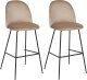 Beliani Zestaw 2 krzeseł barowych welurowy beżowoszary ARCOLA 1
